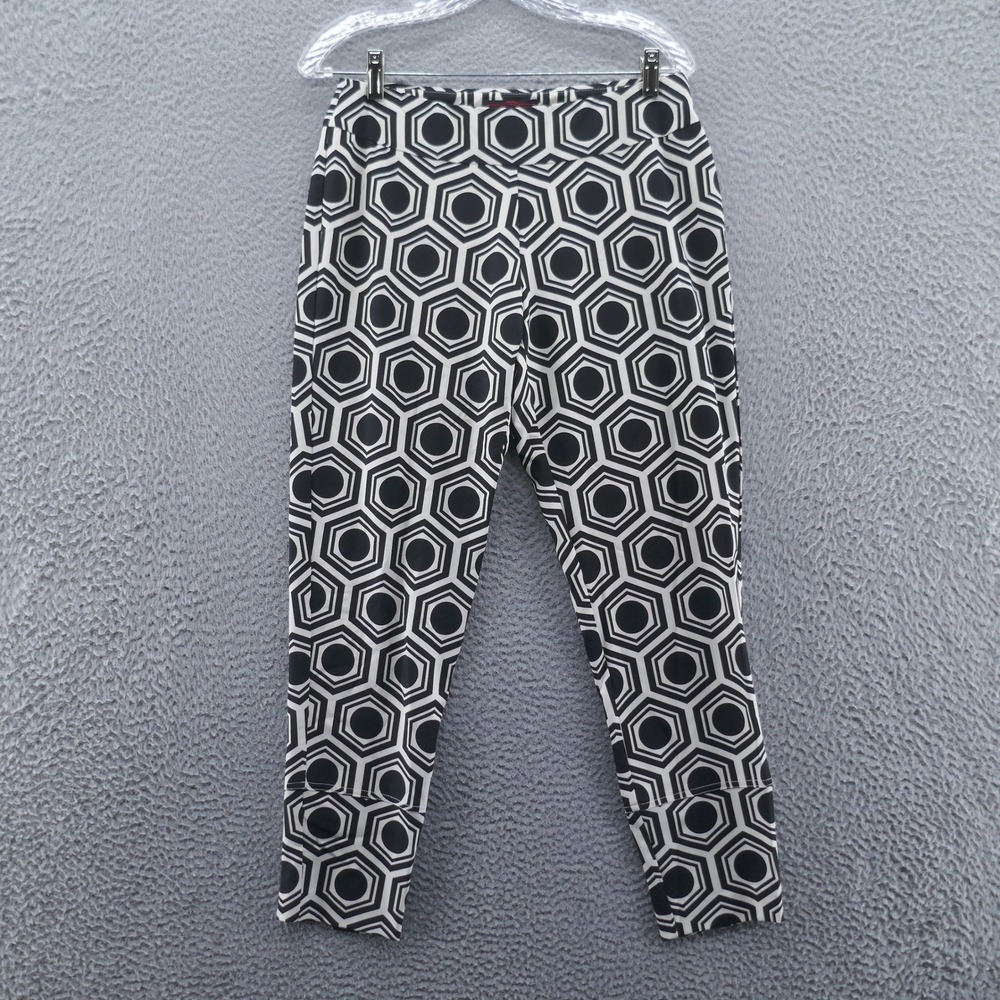 Krazy Larry‎ Womens Crop Feather Weight 4 Black Ivory Geometric Print NEW